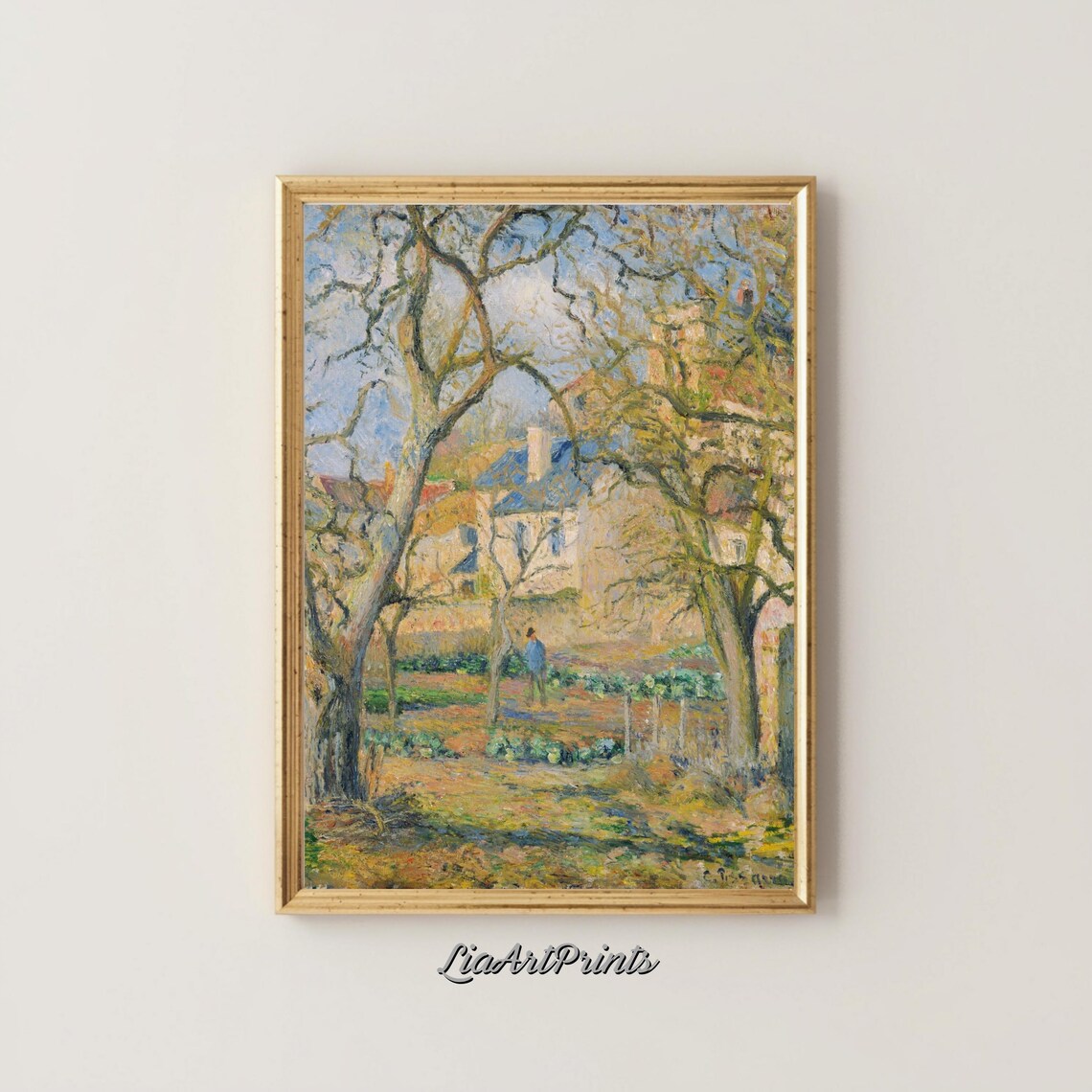 Charming Village Garden Scene, Rustic Impressionist Art - Image 5
