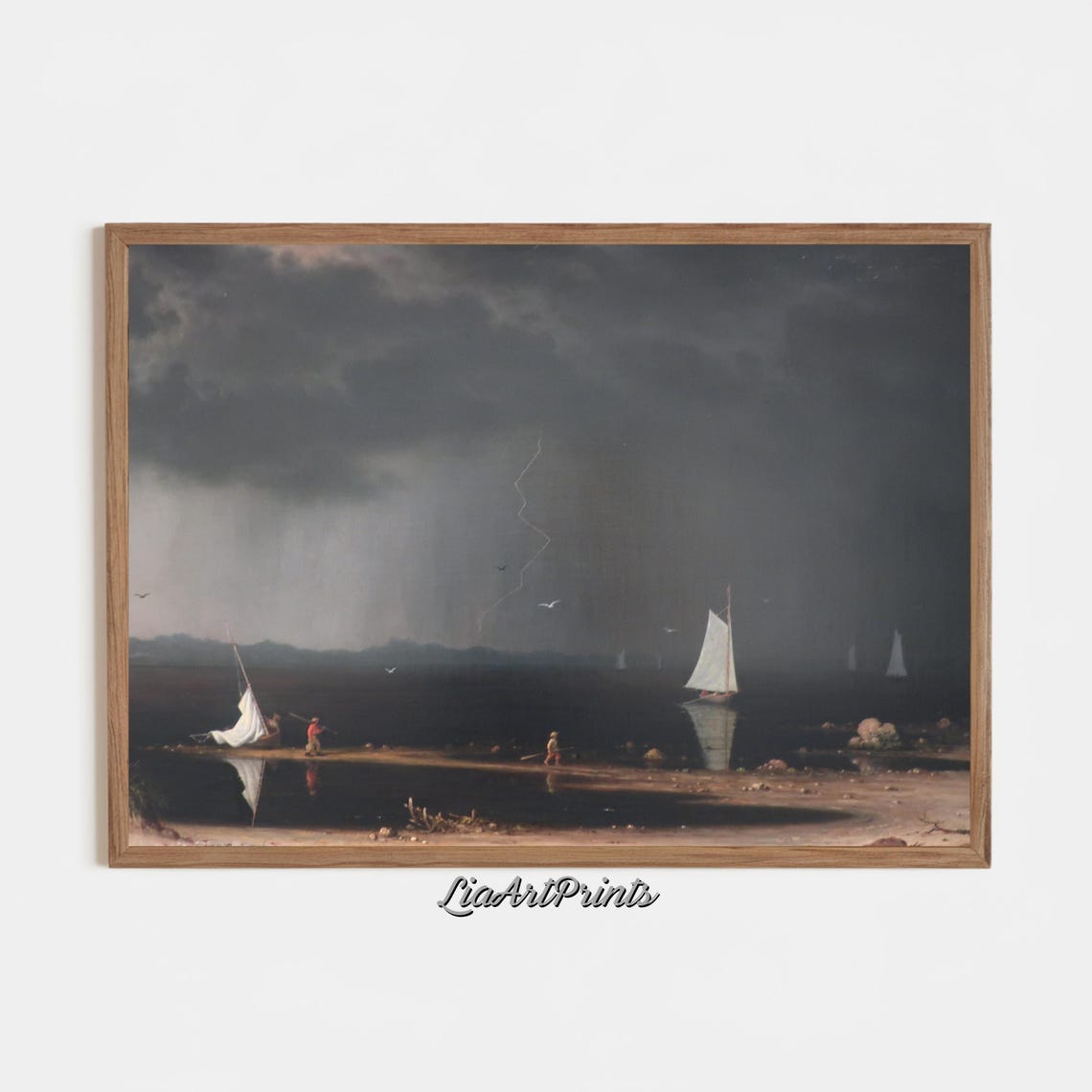 Martin Johnson Heade Approaching Thunderstorm Sailboats Coastal Poster - Image 3