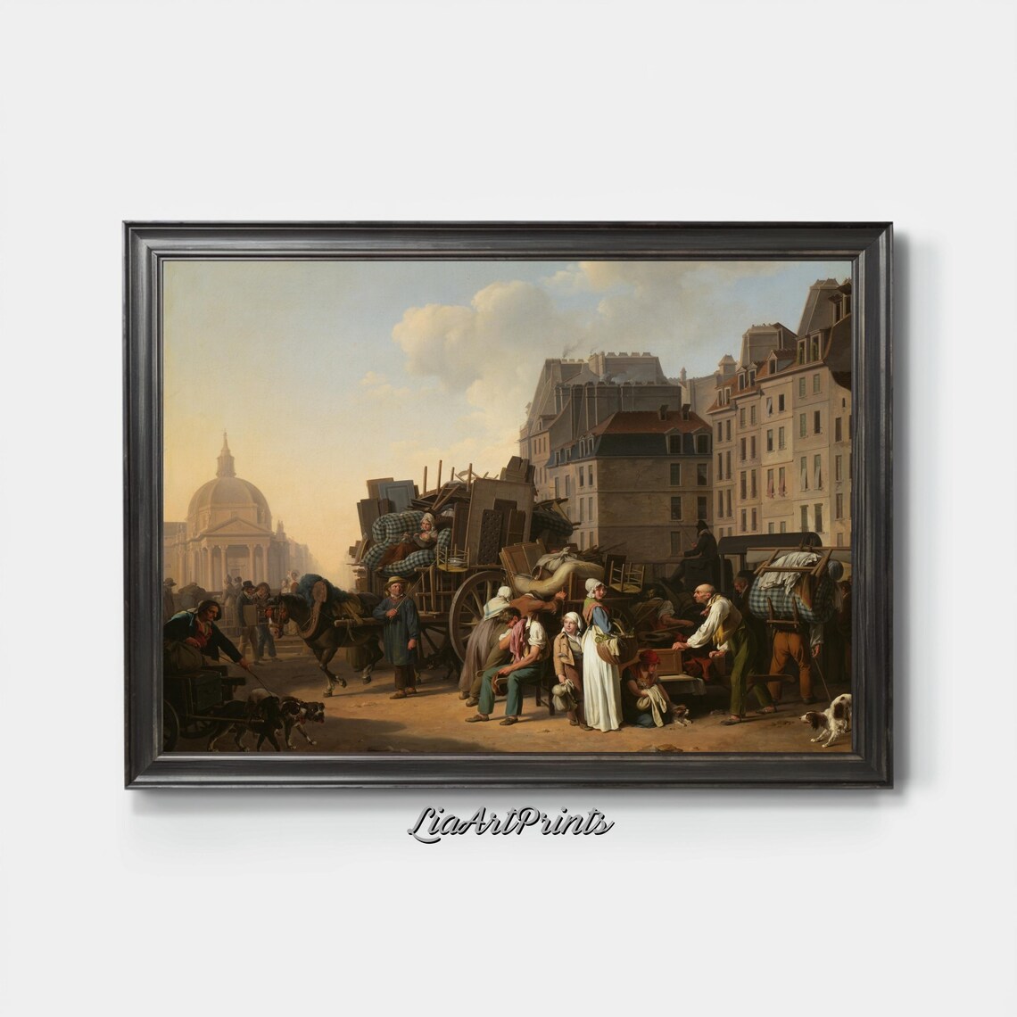 Moving Carts on a Vintage Paris Street Near the Pantheon City Poster - Image 3