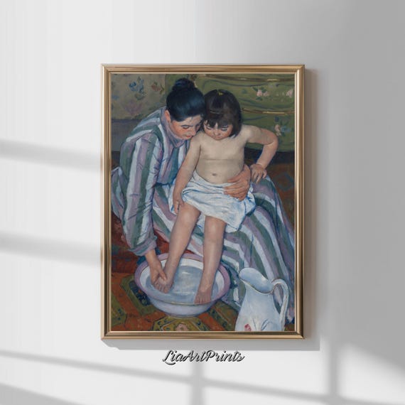 Mary Cassatts The Childs Bath Impressionist Art Print Tender Mother And Child Scene