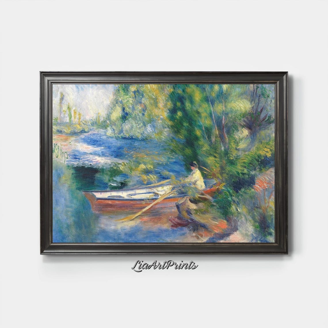 Impressionist Rowboat Scene Serene Riverside Art Nature Inspired Wall Decor - Image 3
