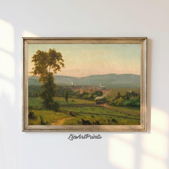 Vintage Pastoral Landscape Wall Art Countryside Rustic Home Decor Nature Scene Artwork