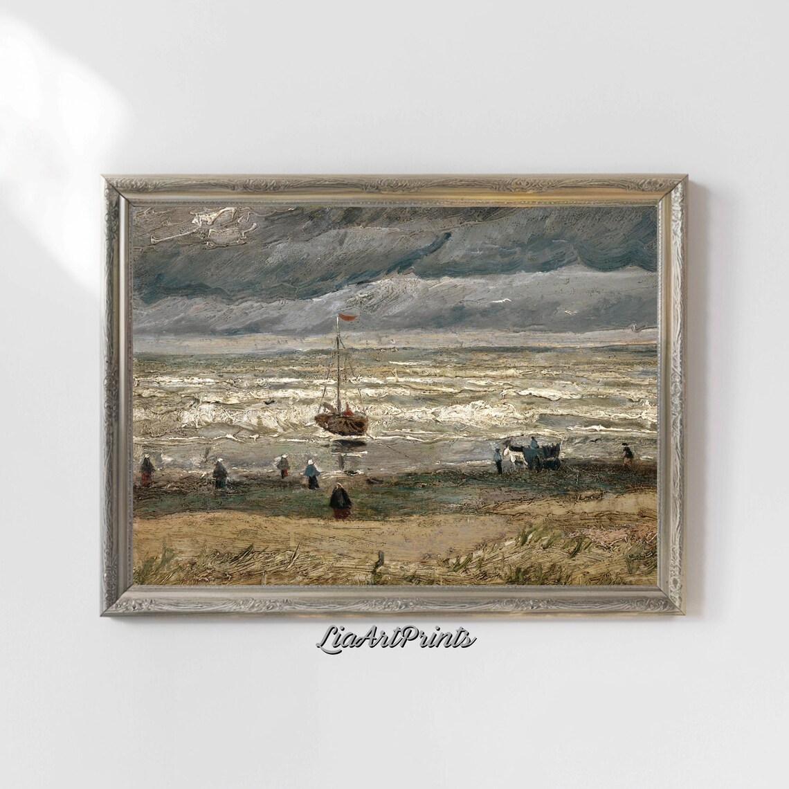 Stormy Coastal Scene Van Gogh Inspired Art Print Dramatic Seascape Wall Art Nautical Decor - Image 4