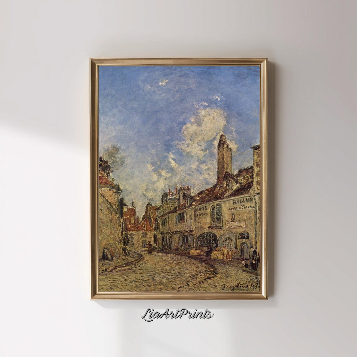 Charming Village Street Art Vintage Townscape Rustic Wall Decor - Image 2