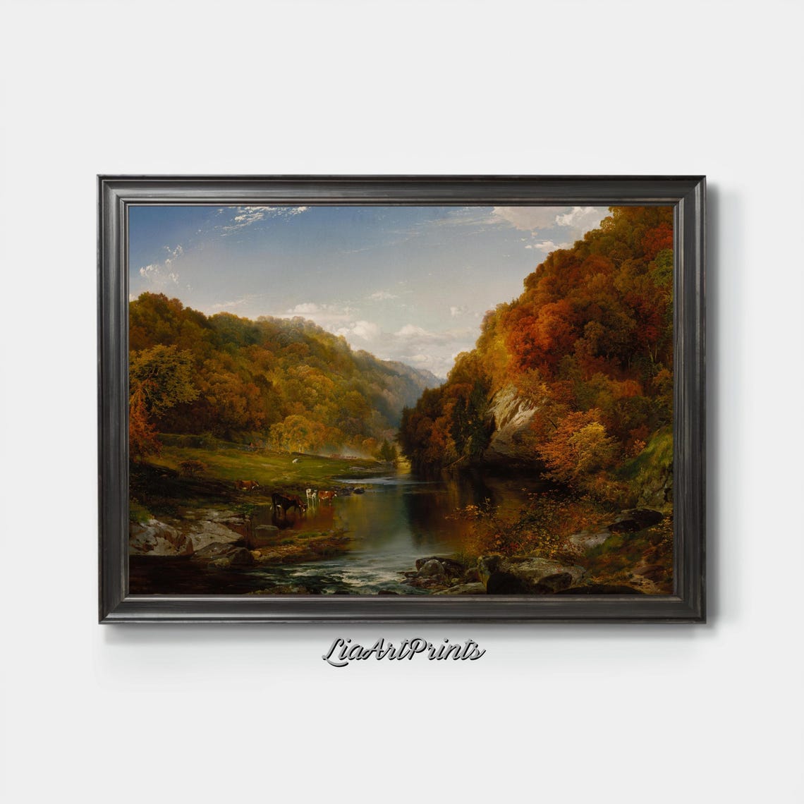 Autumn River Landscape Fall Foliage Vintage Hillside Nature Poster - Image 3