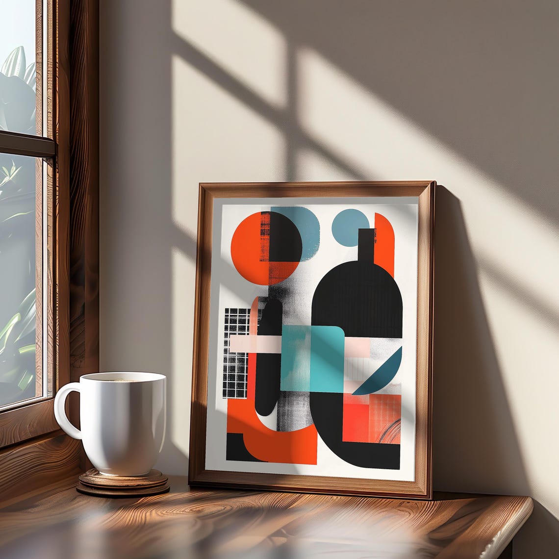 Abstract Bottles Midcentury Geometric Bauhaus Style Art Poster
