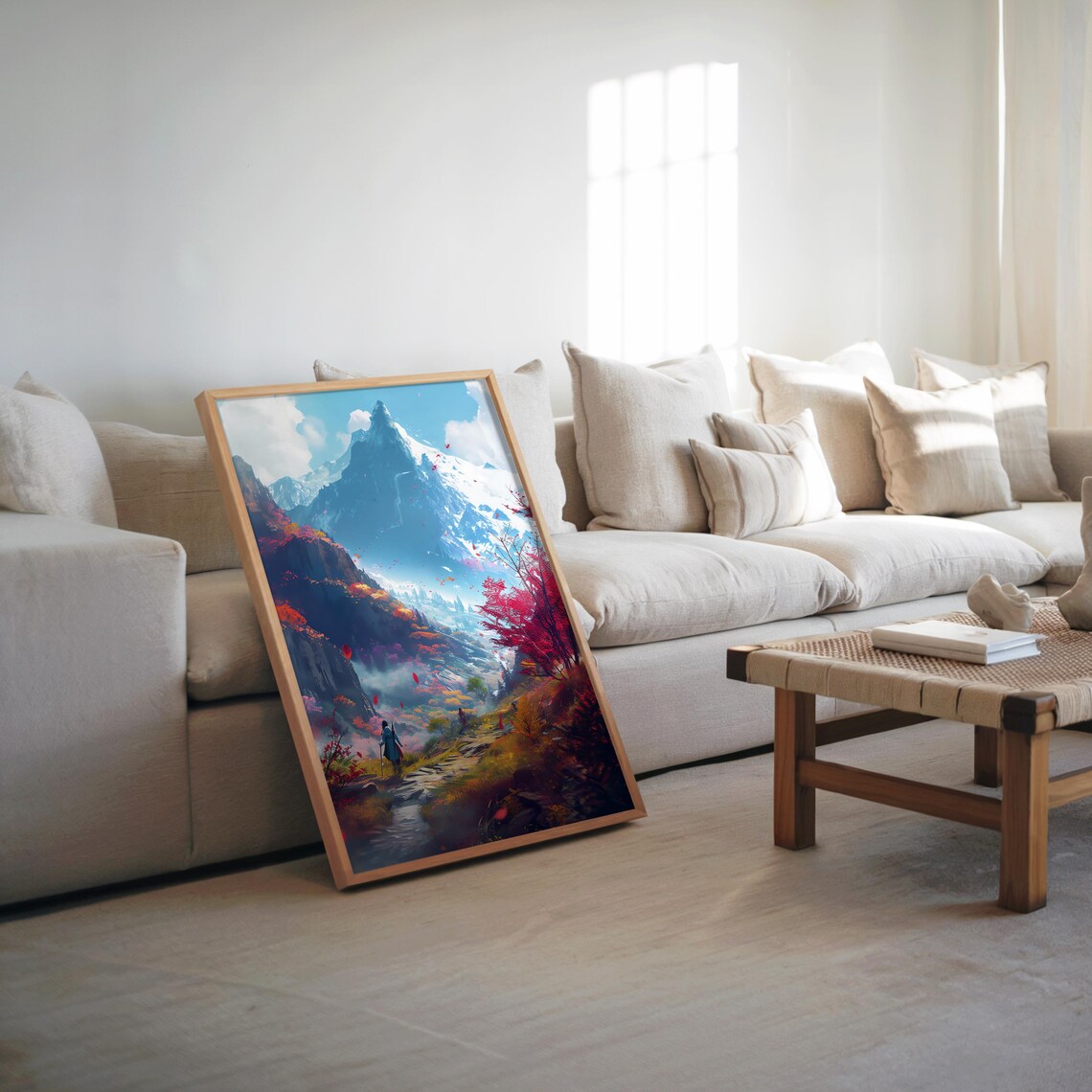 Snow Peak Autumn Valley Fantasy Mountain Hiker Adventure Poster