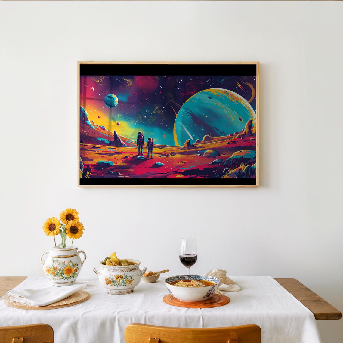 Vibrant Retrofuturism Poster Psychedelic Pixel Art Neon Palette Cinematic Aesthetics Vector Artwork Fut