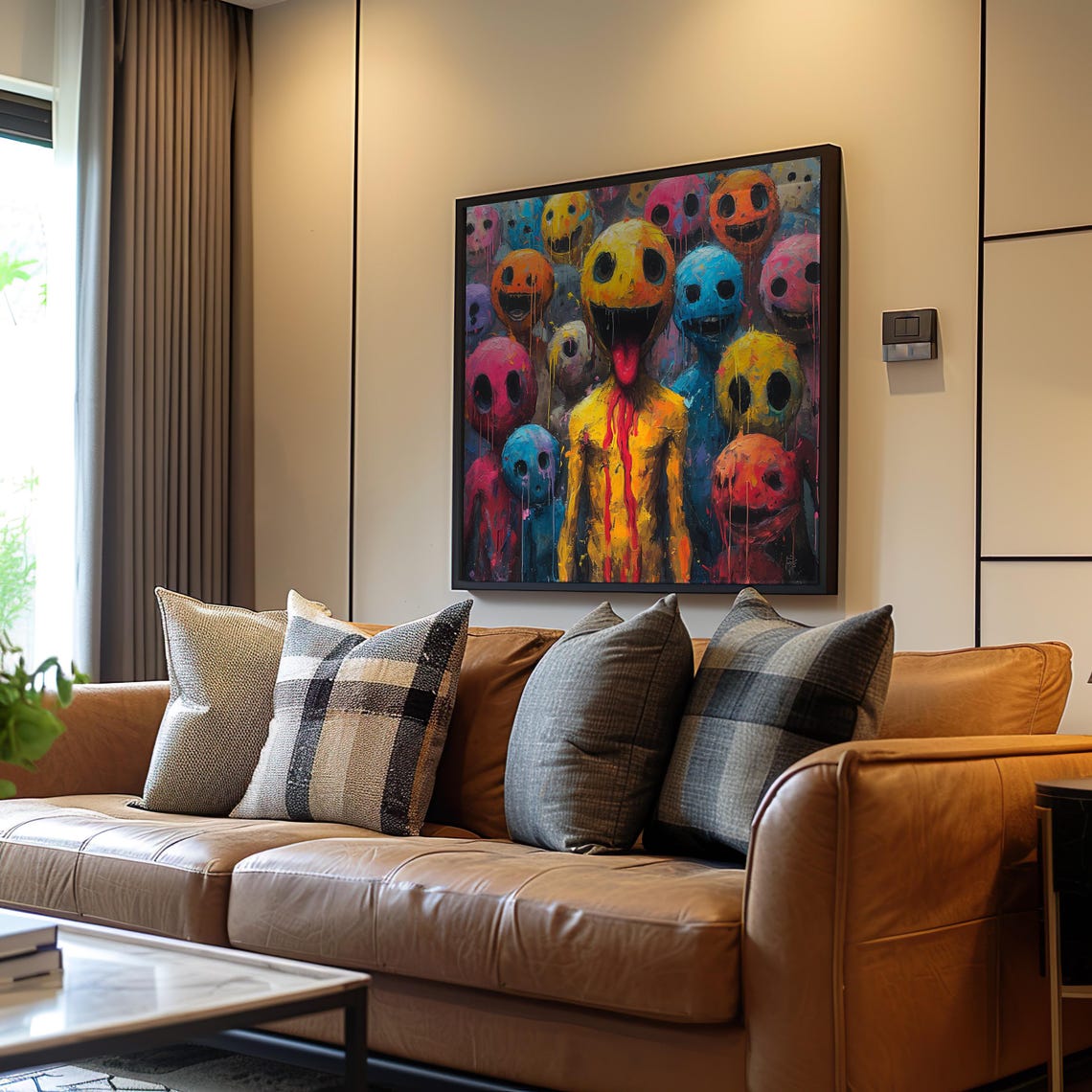 Psychedelic Skulls Acid Colorful Melted Faces Vibrant Art Poster