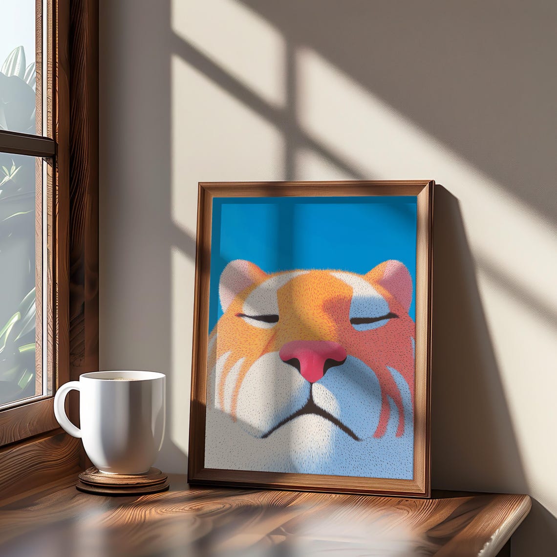 Cute Orange Tabby Cat Nose Halftone Pop Art Poster Home Decor