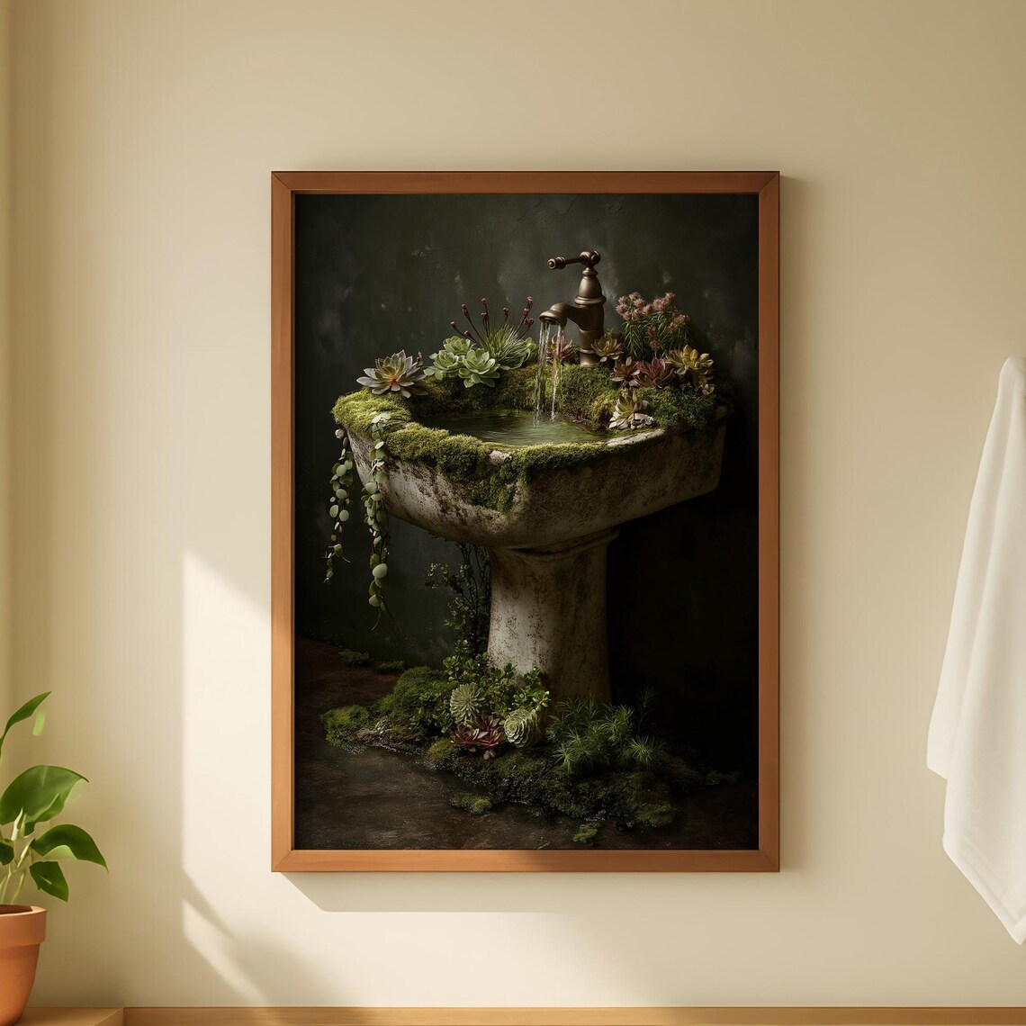 Overgrown Sink, Surreal Bathroom Decor Art Print