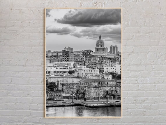 Black And White Print Wall Art Poster Photo Decor Havana Caribbean
