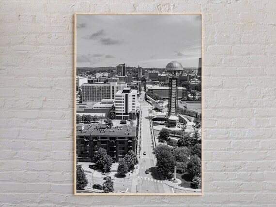 Knoxville Skyline Black and White Sunsphere Tower Tennessee Wall Art