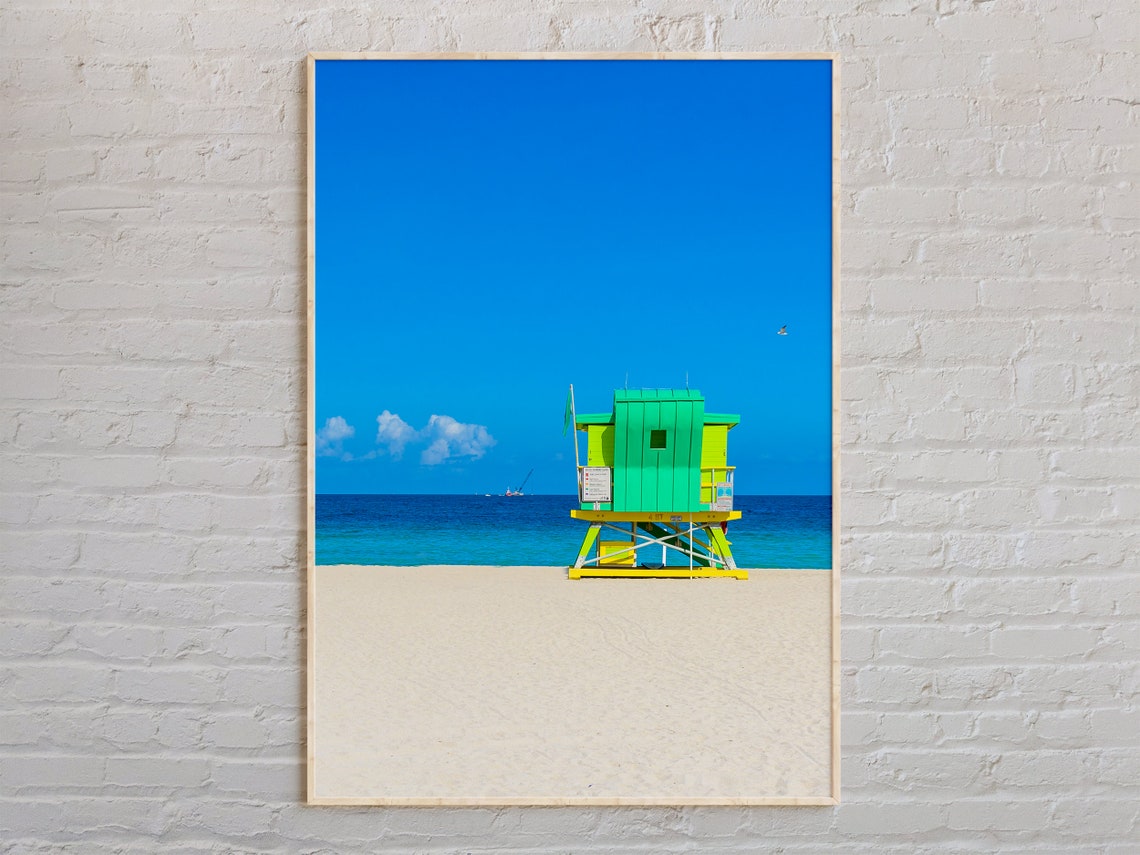 Real Photo Miami Beach Florida Colorful Lifeguard Tower Poster