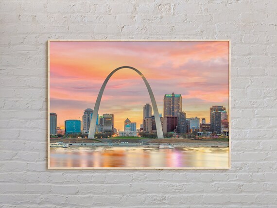 St Louis Arch Sunset Gateway Arch Skyline Photo Travel Poster