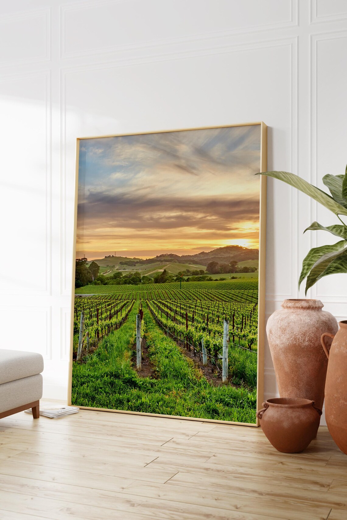 Napa Valley California Vineyard Rows At Golden Hour Sunset Poster - Image 2
