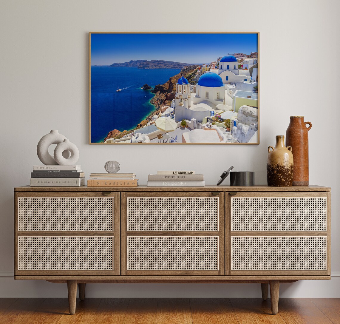 Santorini Travel Poster, Greece Photo Art Print - Image 4