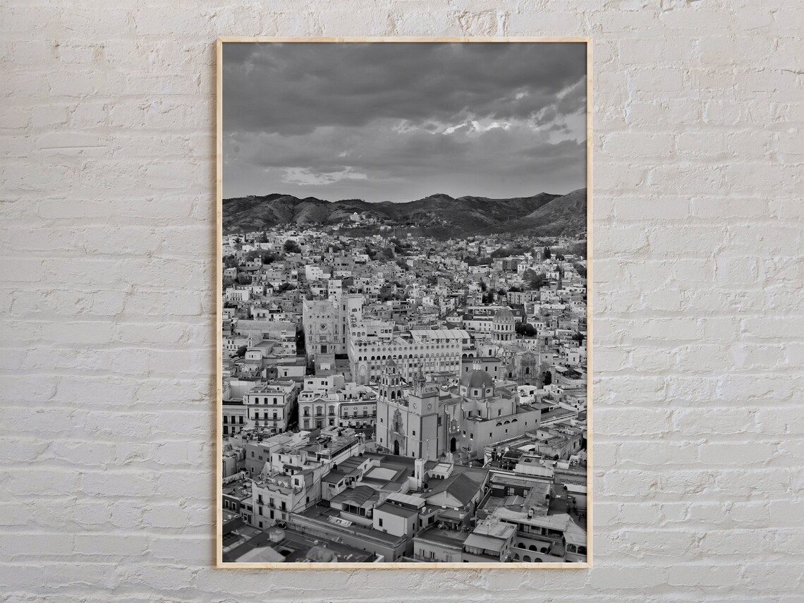 Guanajuato Mexico Cityscape Black And White Photography Poster