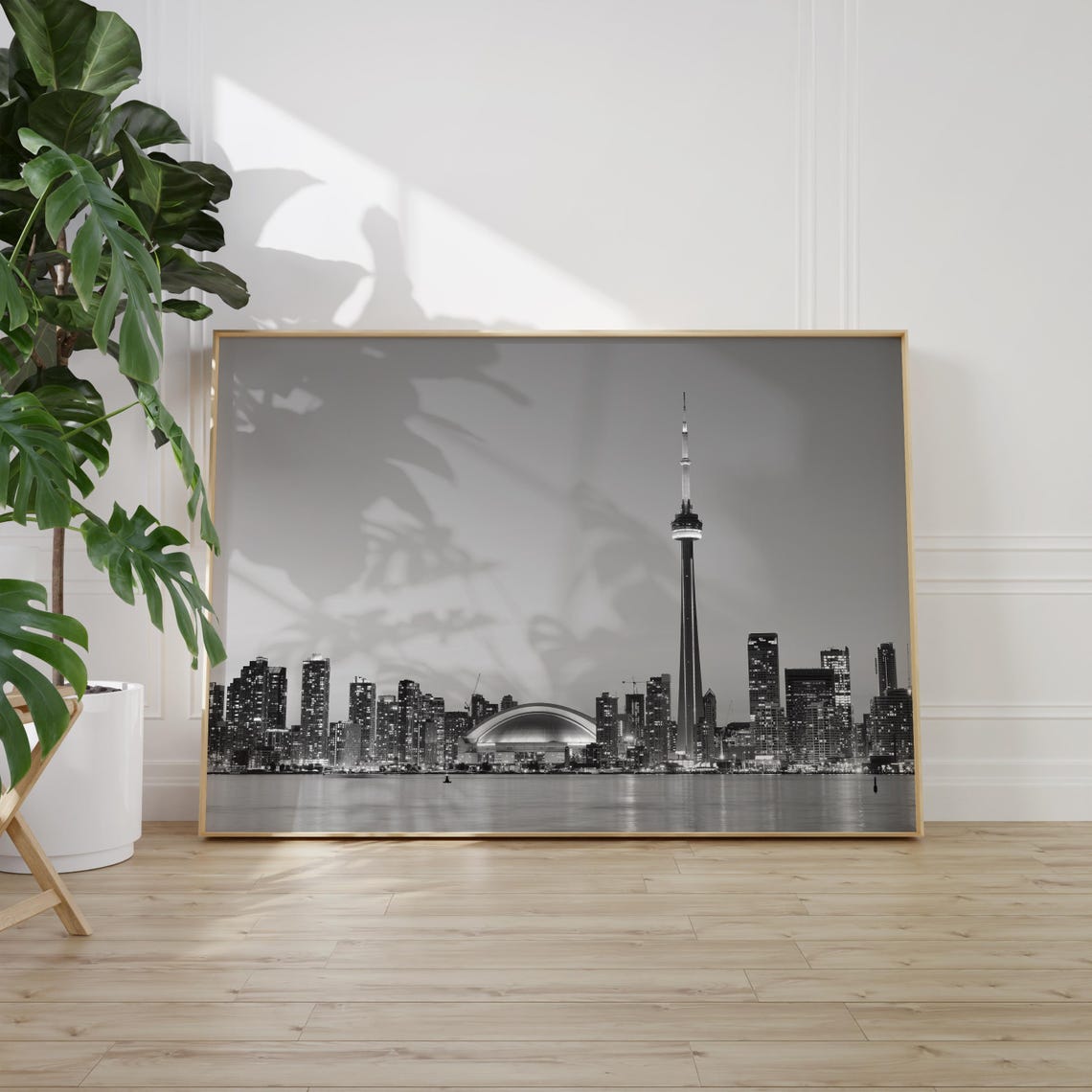 Toronto CN Tower Skyline Evening Black And White Cityscape Wall Art - Image 2