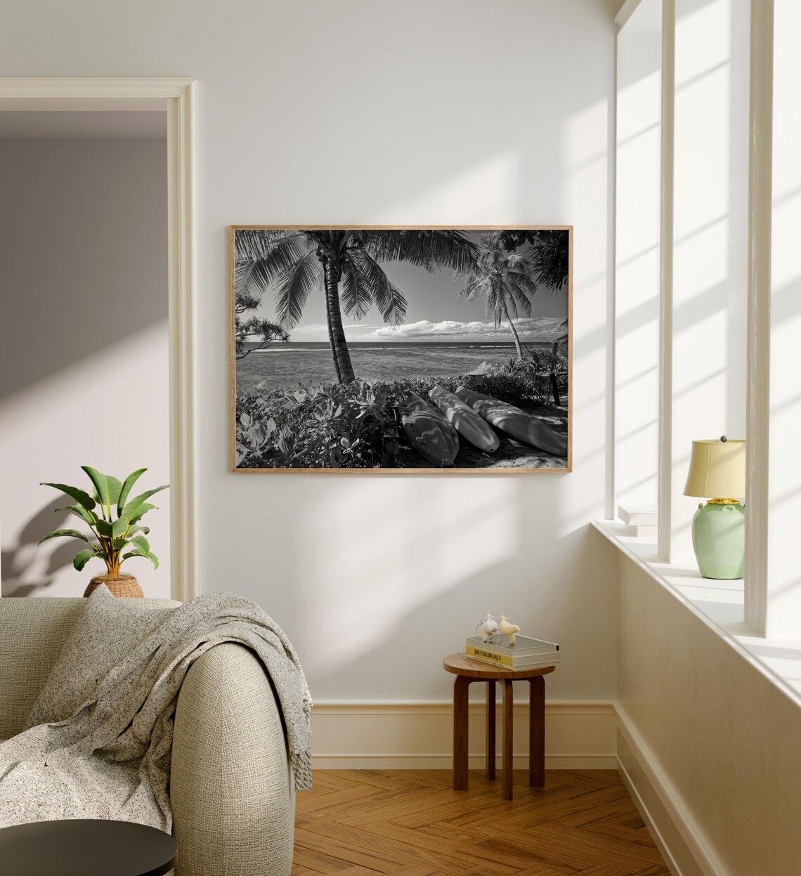 Tonga Tropical Beach Palm Trees Black And White Island Paradise Poster - Image 5