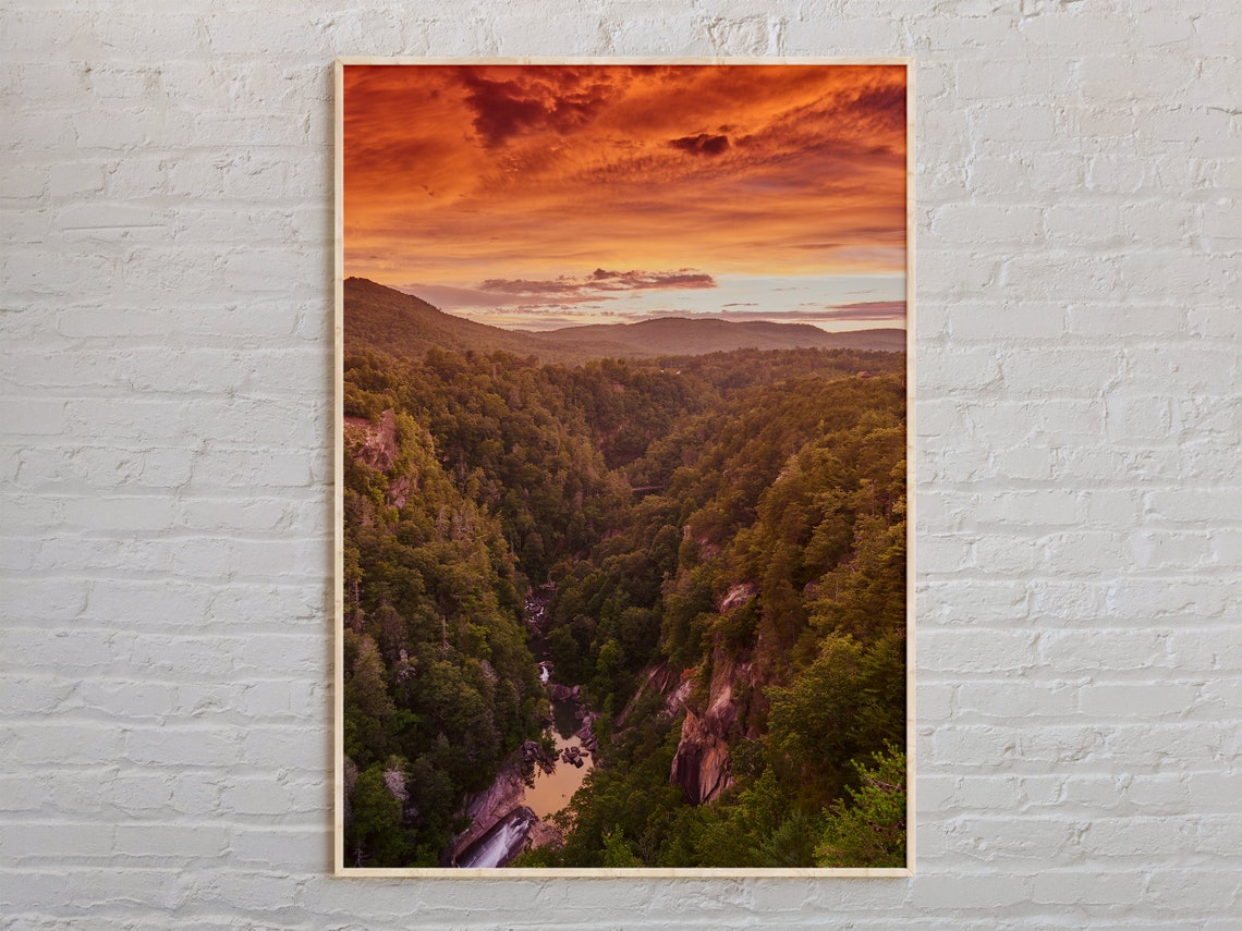 Georgia Sunset Canyon Waterfall Forest Landscape Photo Poster