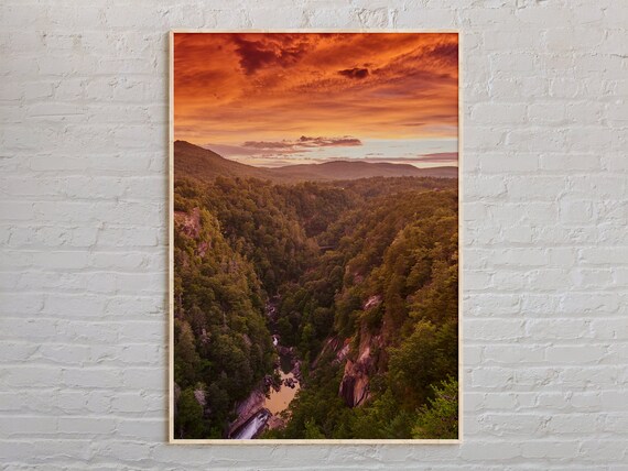 Georgia Sunset Canyon Waterfall Forest Landscape Photo Poster