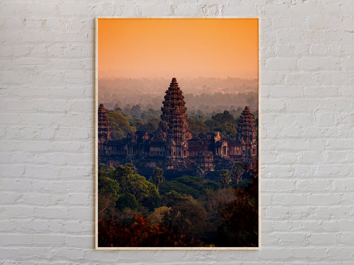 Angkor Wat Temple at Golden Sunrise Above the Jungle Cambodia Poster
