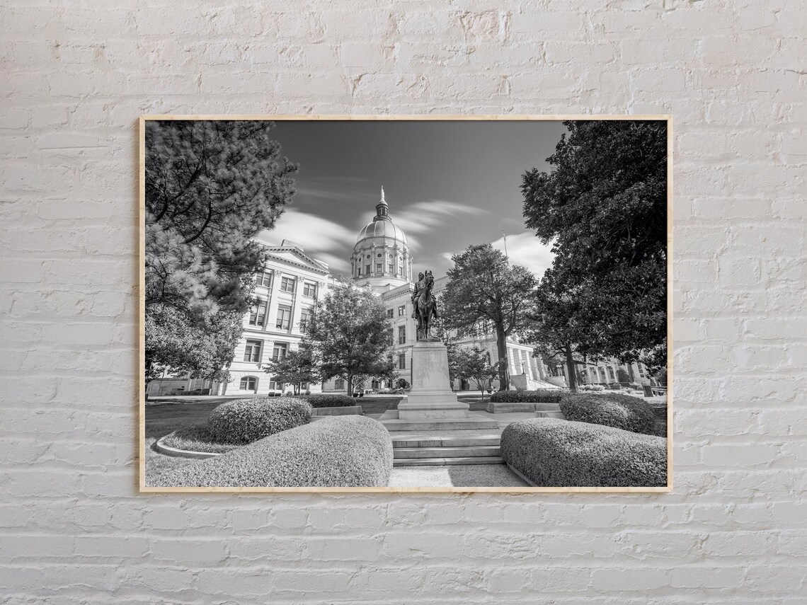 Black And White Georgia State Capitol Atlanta Historic Landmark Poster