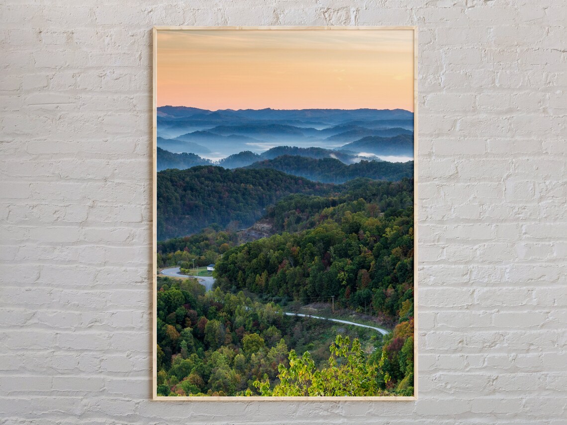 Misty Appalachian Mountain Ridges at Sunrise Panoramic Poster