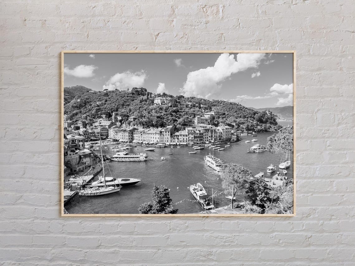 Black And White Portofino Print Portofino Wall Art Portofino Poster Portofino Photo Portofino Poster Print Portofino Decor Italy