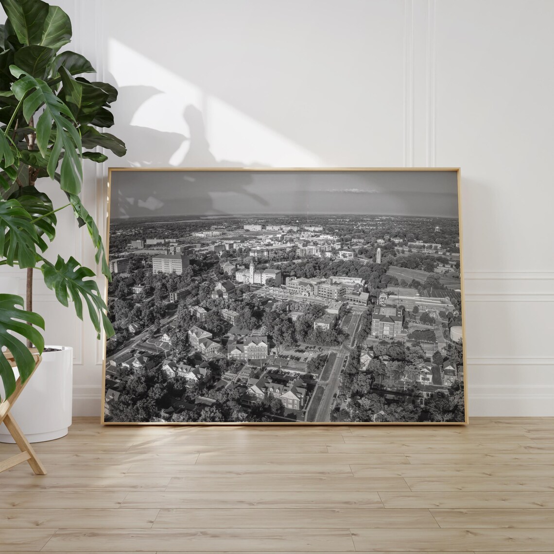 Lawrence Kansas Aerial View Black and White College Town Poster - Image 2