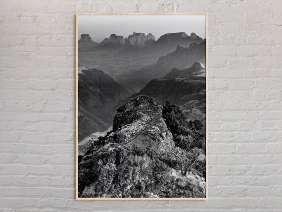 Simien Mountains Ethiopia Black And White Landscape Photo Poster