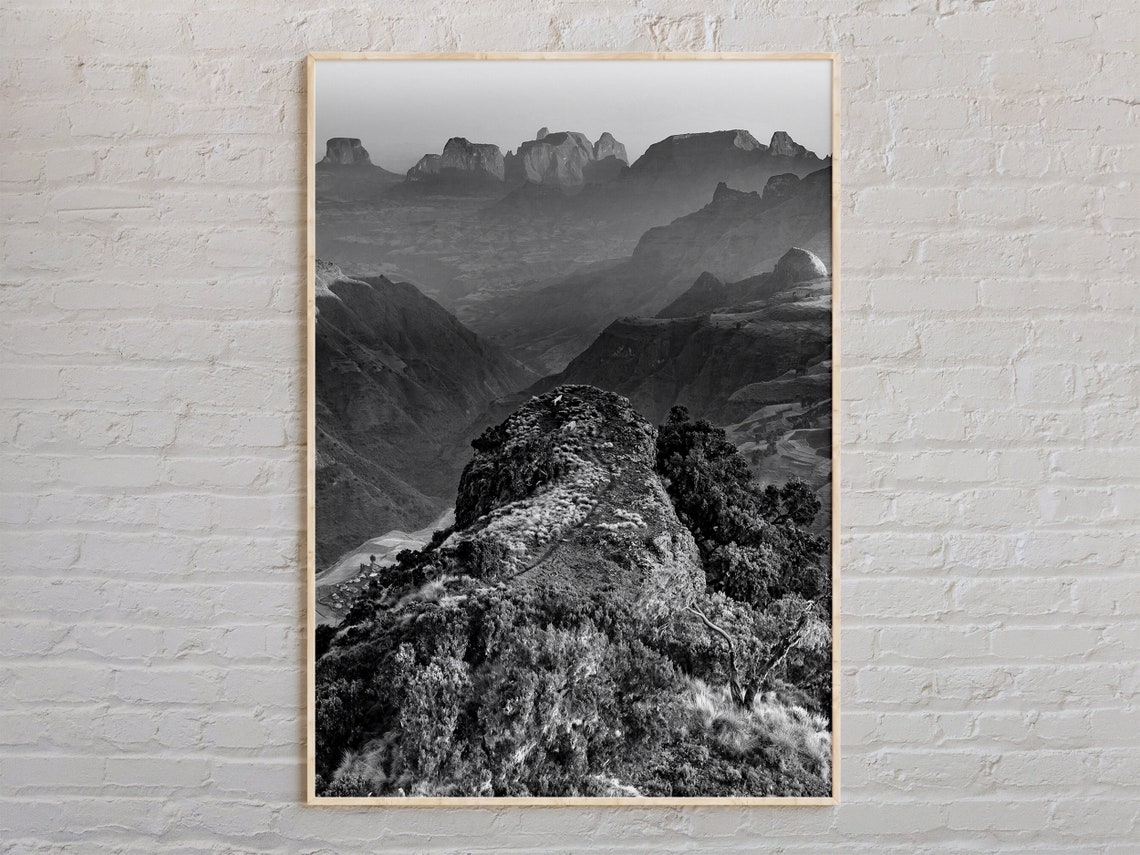 Simien Mountains Ethiopia Black And White Landscape Photo Poster