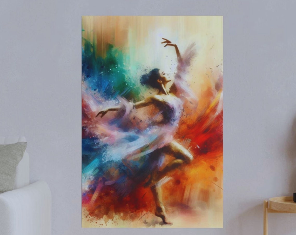 Elegant Ballet Dancer Art Vibrant Dancing Woman Wall Art Graceful Dance Movement Painting Dance Lover Gift Stretched 125