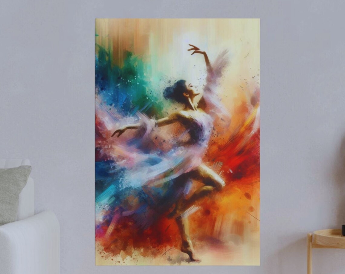 Elegant Ballet Dancer Watercolor Expressive Movement Vibrant Art Poster