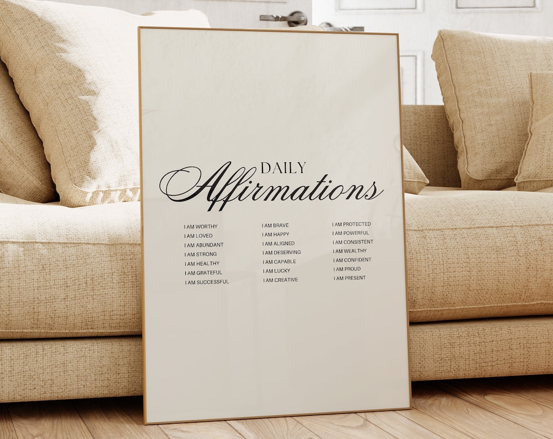 Daily Affirmations Typography Poster, Motivational Print