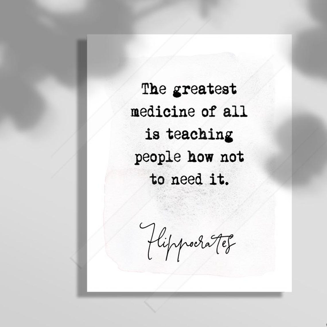 Hippocrates Greatest Medicine Of All Typewriter Parchment Quote Poster - Image 3