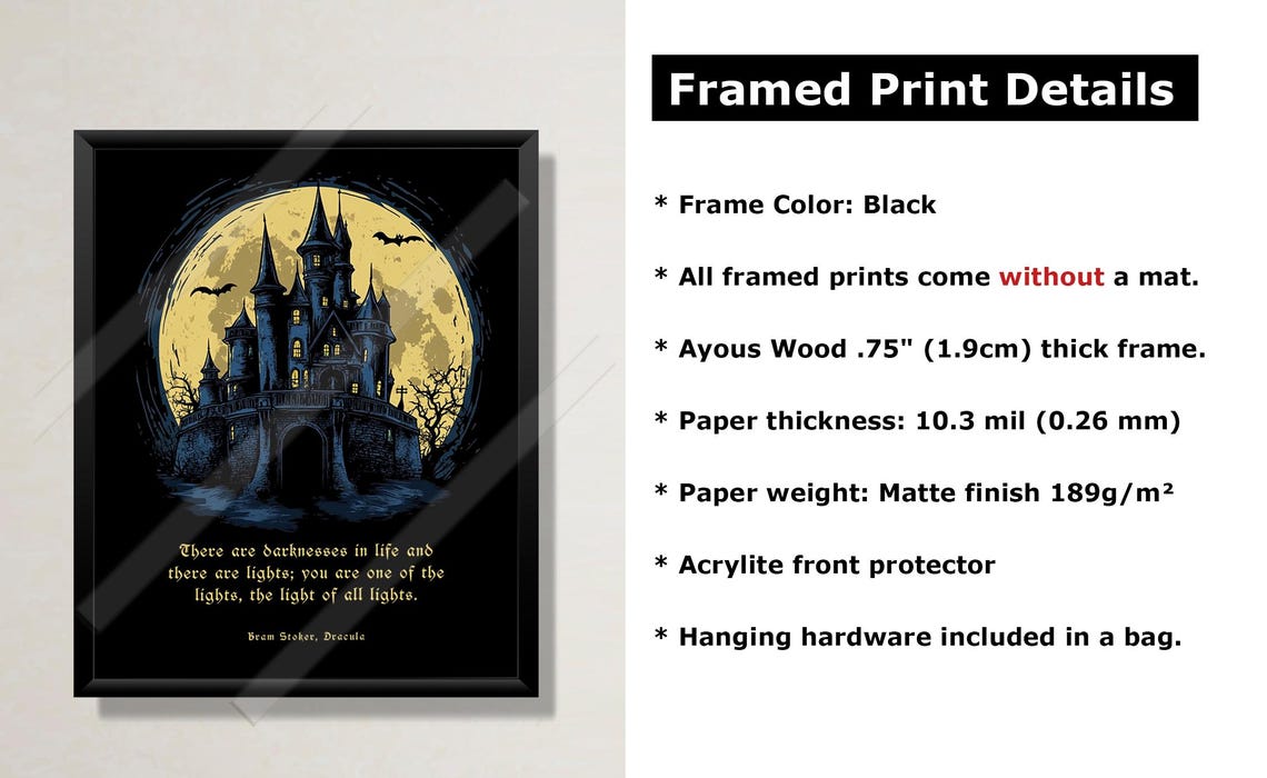 Bram Stoker Dracula There Are Darknesses Gothic Castle Quote Poster - Image 2