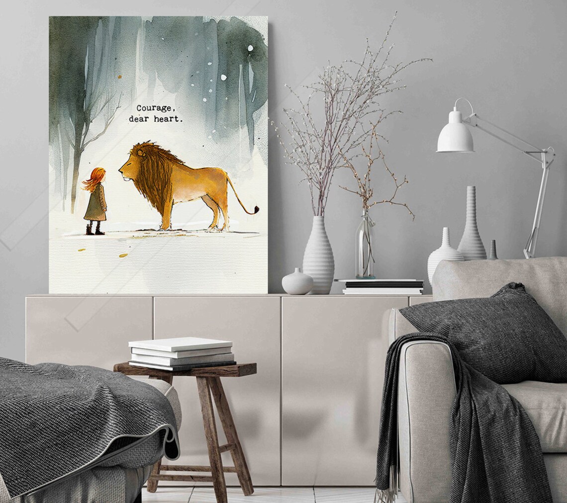 Courage, Dear Heart Literary Quote Art Print, Wise Words - Image 3