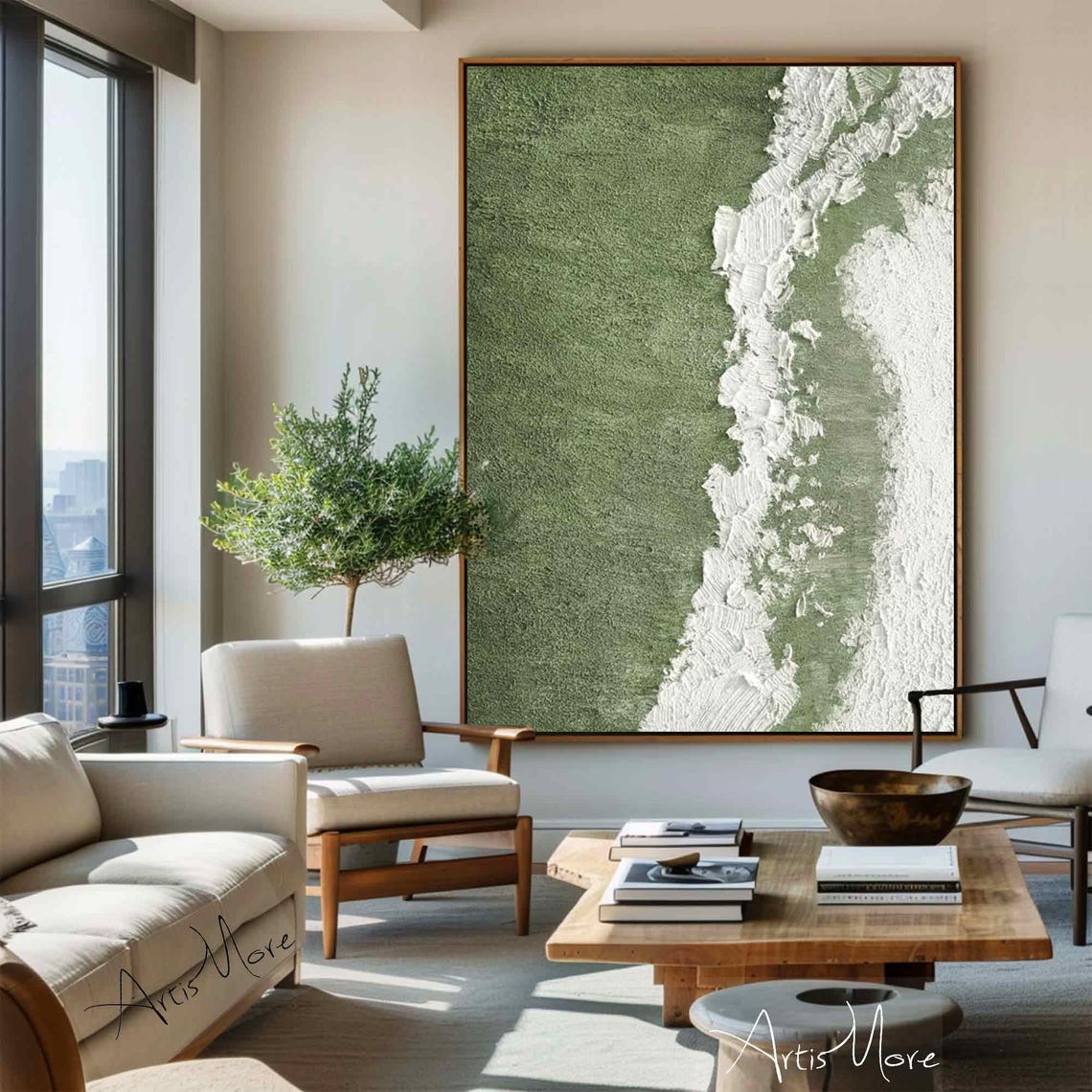 Sage Green Minimalist Wabi Sabi Abstract Texture Wall Art Poster - Image 5