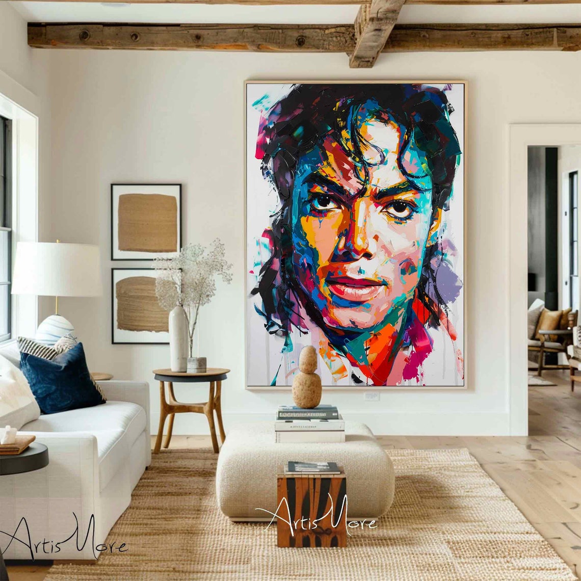 Original Man Face Painting Male Portrait Wall Art Man Abstract Painting On Colorful Portrait Painting Large Male Figure Texture Art - Image 2