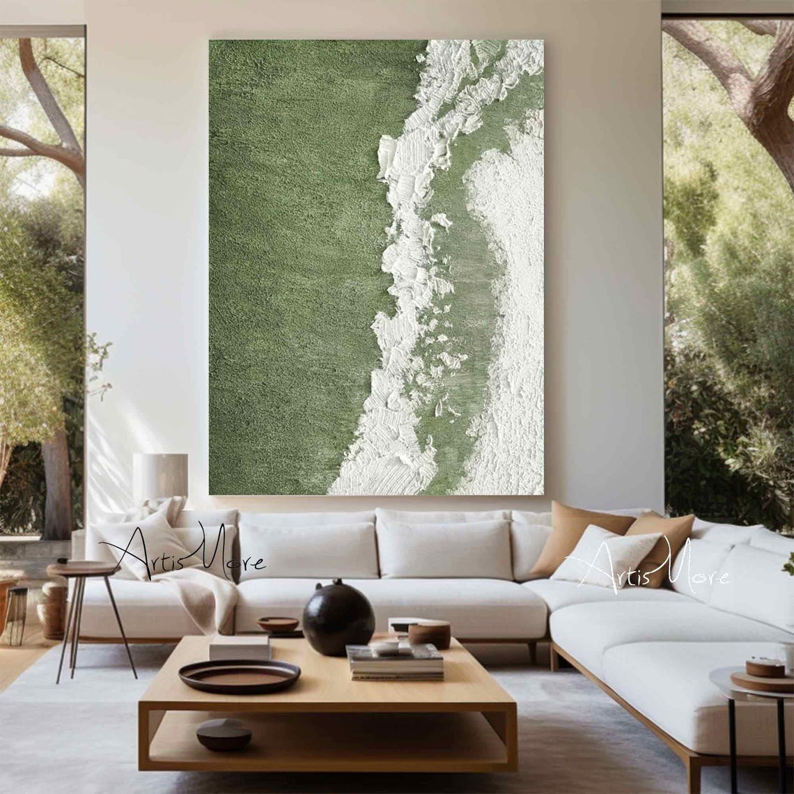 Sage Green Minimalist Wabi Sabi Abstract Texture Wall Art Poster - Image 3