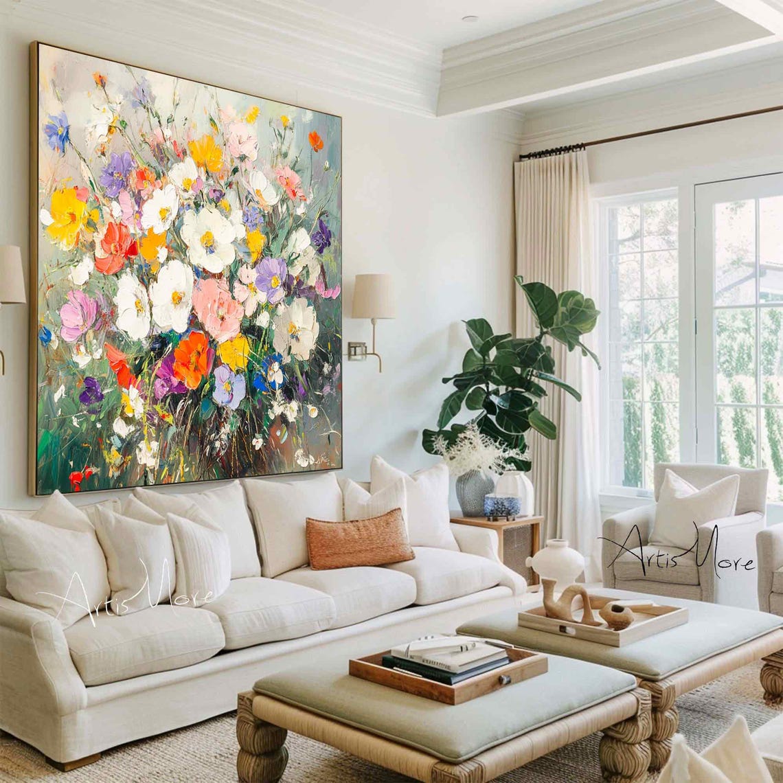 Colorful Wildflower Bouquet Abstract Floral Texture Wall Art Poster - Image 5