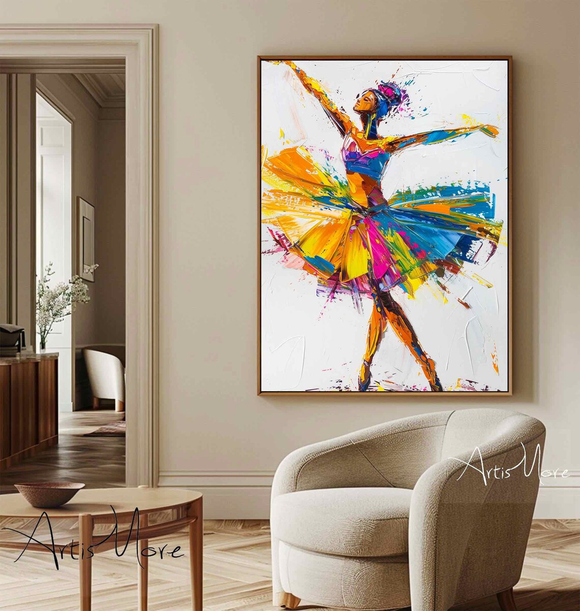 Colorful Ballerina Dancer Painting Abstract Ballet Figure Motion Wall Art - Image 4