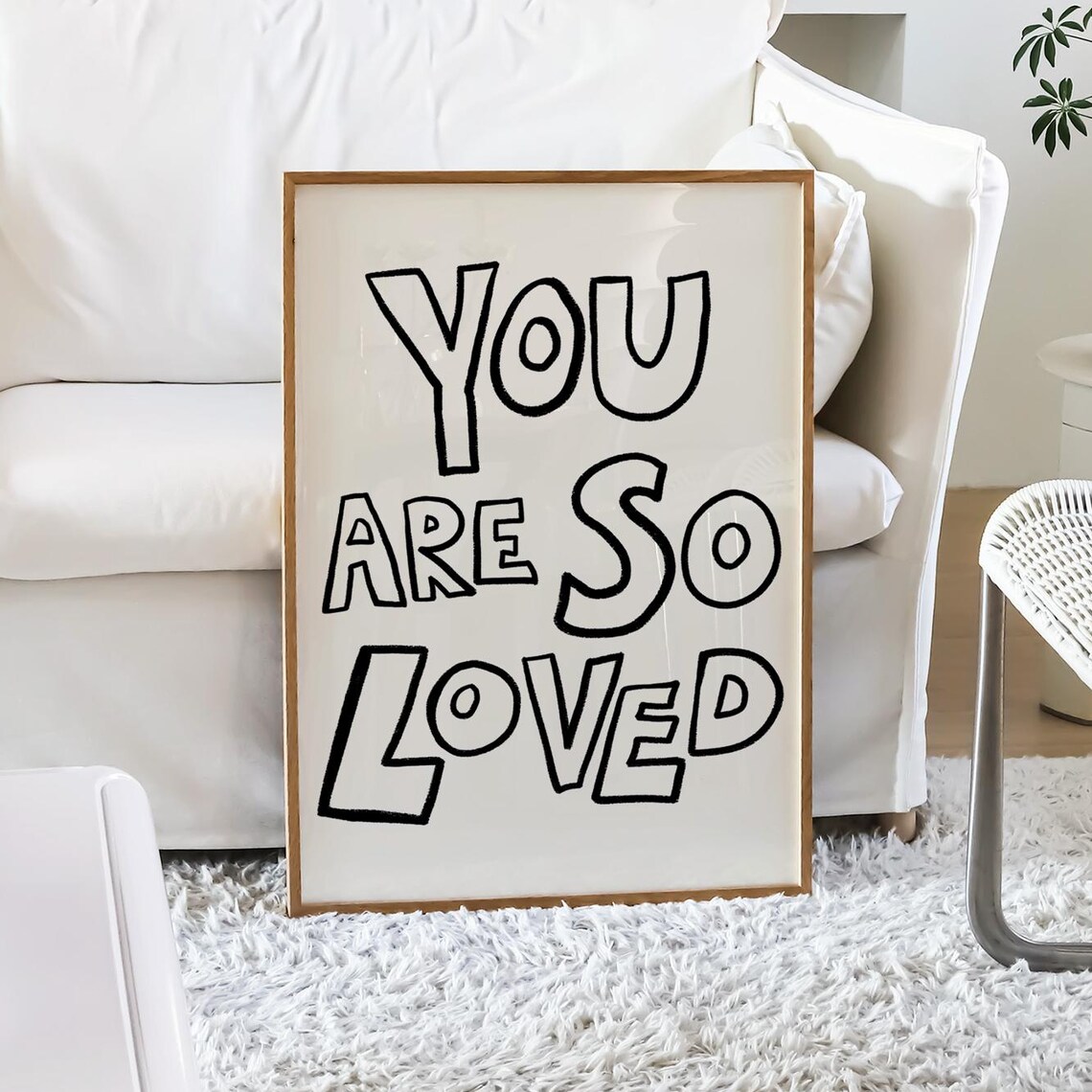 You Are So Loved Hand Drawn Bubble Letter Positive Quote Poster