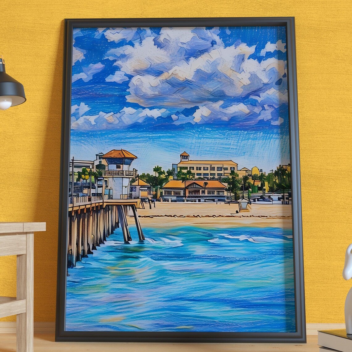 Huntington Beach Pier View, California Travel Poster