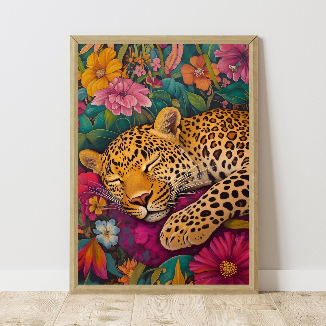 Maximalist Leopard Art Print, Bold Animal Portrait