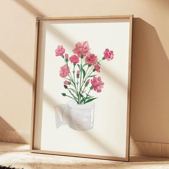 Toilet Paper Roll Plant Print Watercolor Art Funny Bathroom Wall Botanical Minimalist