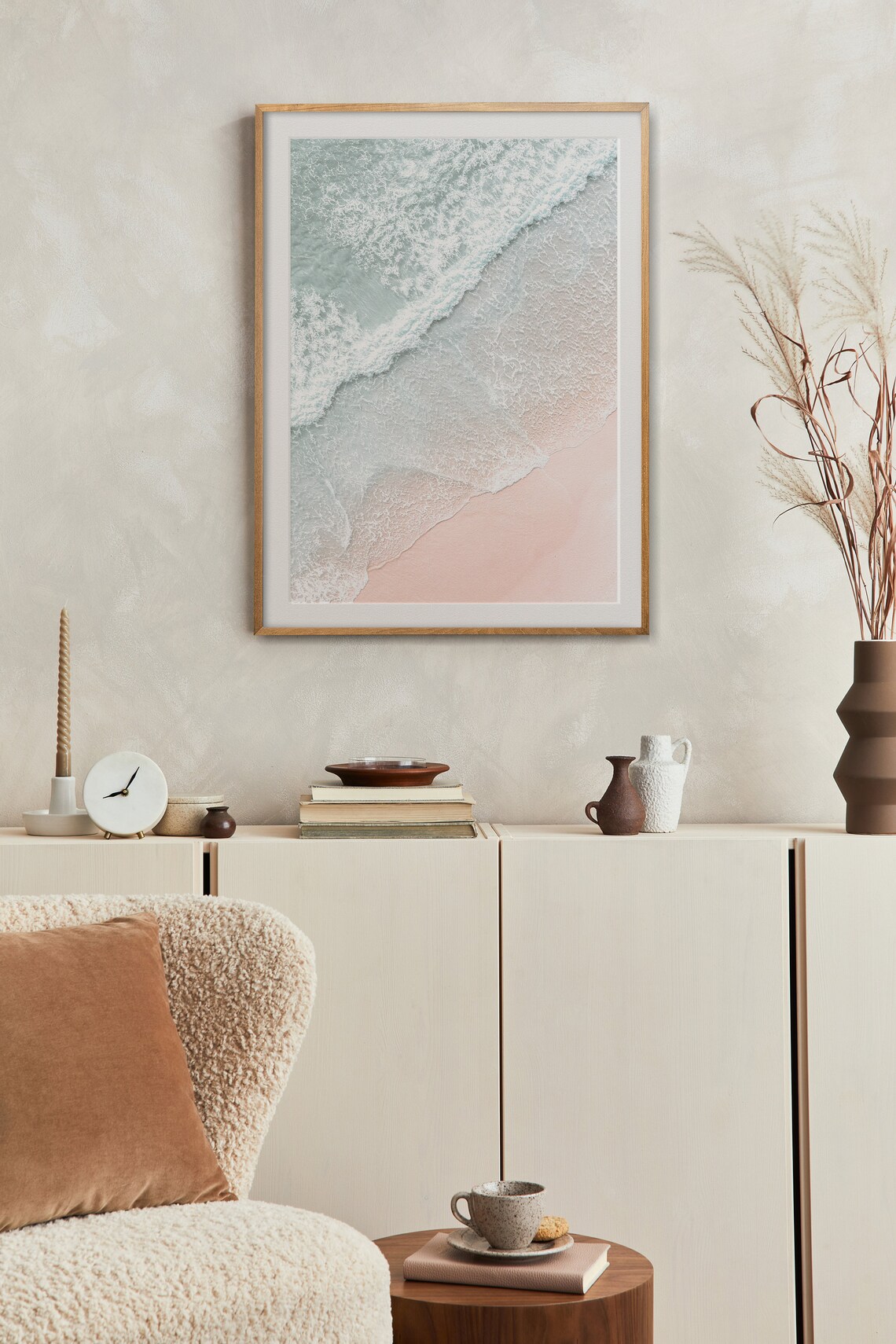 Aerial Beach Coastal Print, Boho Ocean Waves - Image 2
