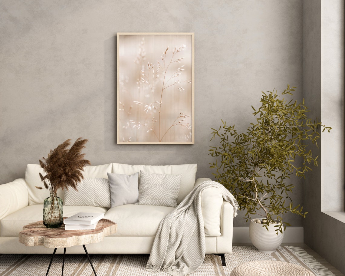 Dried Grass Beige Minimalist Botanical Neutral Tone Photo Poster - Image 2